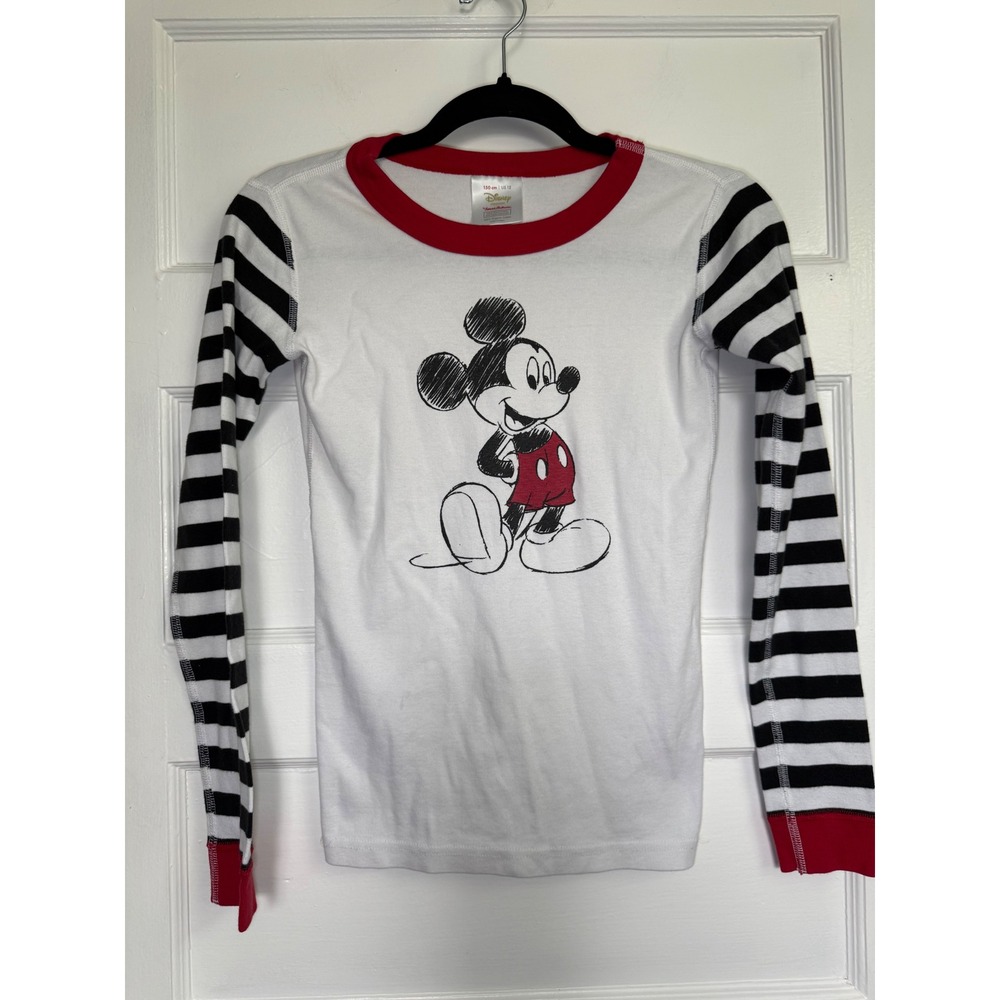 Hanna Andersson Disney Mickey Mouse Pajama Top Kids 12 Organic Cotton White Red